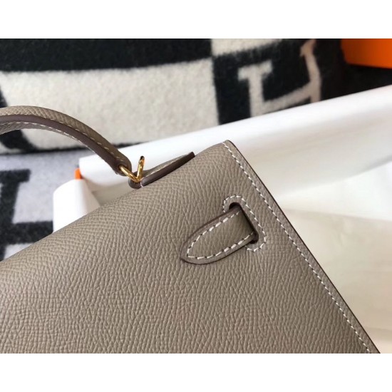 Hermes Kelly Mini II Bag In Gris Asphalt Epsom Leather