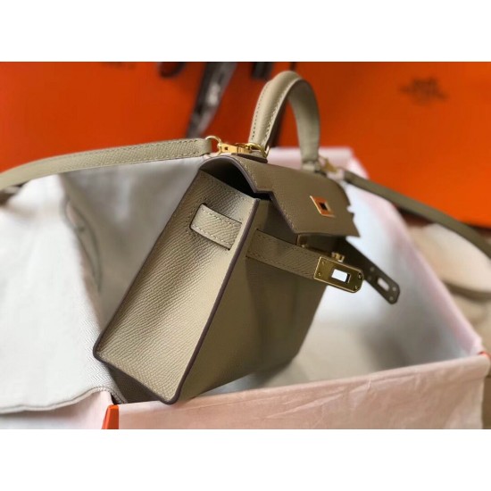 Hermes Kelly Mini II Bag In Gris Tourterelle Epsom Leather