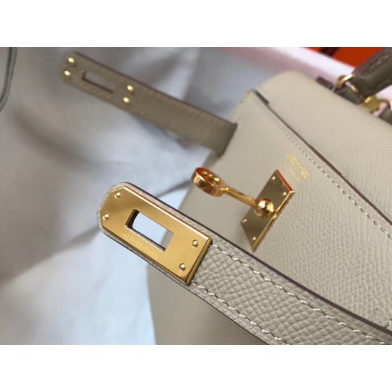 Hermes Kelly Mini II Bag In Gris Tourterelle Epsom Leather