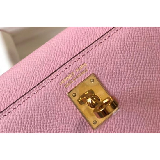 Hermes Kelly Mini II Bag In Mauve Sylvestre Epsom Leather