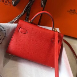 Hermes Kelly Mini II Bag In Rouge Casaque Epsom Leather