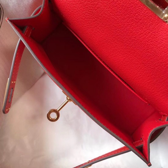 Hermes Kelly Mini II Bag In Rouge Casaque Epsom Leather