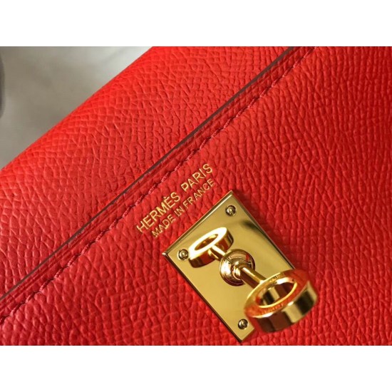 Hermes Kelly Mini II Bag In Rouge Casaque Epsom Leather