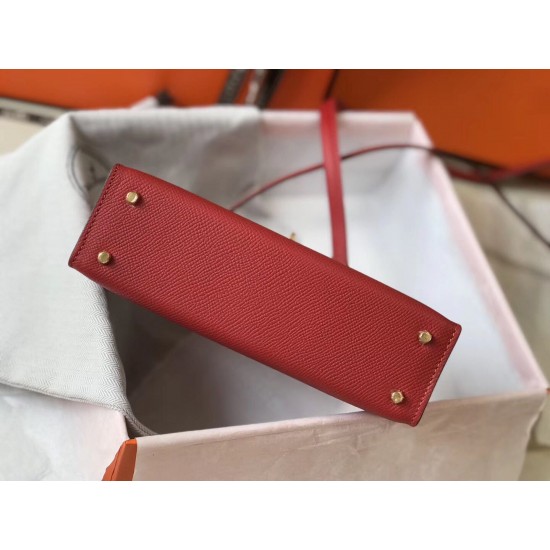 Hermes Kelly Mini II Bag In Rouge Vif Epsom Leather