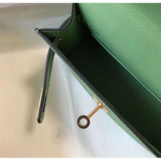 Hermes Kelly Mini II Bag In Vert Criquet Epsom Leather