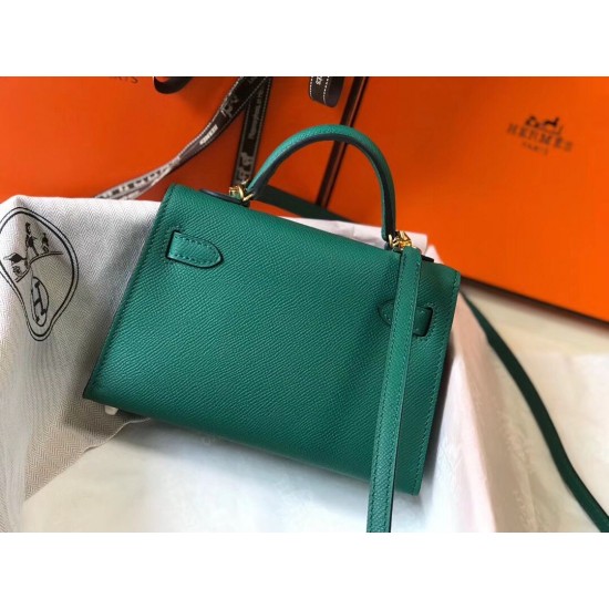 Hermes Kelly Mini II Bag In Vert Vertigo Epsom Leather