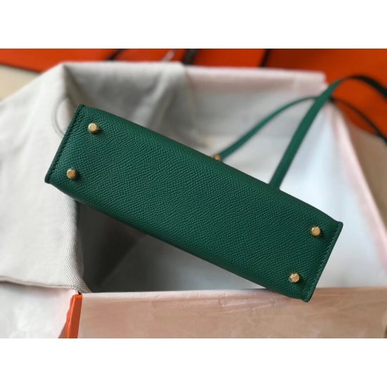 Hermes Kelly Mini II Bag In Vert Vertigo Epsom Leather