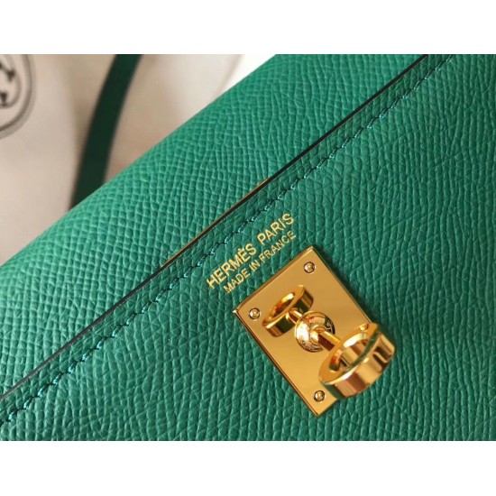 Hermes Kelly Mini II Bag In Vert Vertigo Epsom Leather