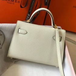 Hermes Kelly Mini II Bag In White Epsom Leather