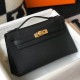 Hermes Kelly Pochette Bag In Black Epsom Leather