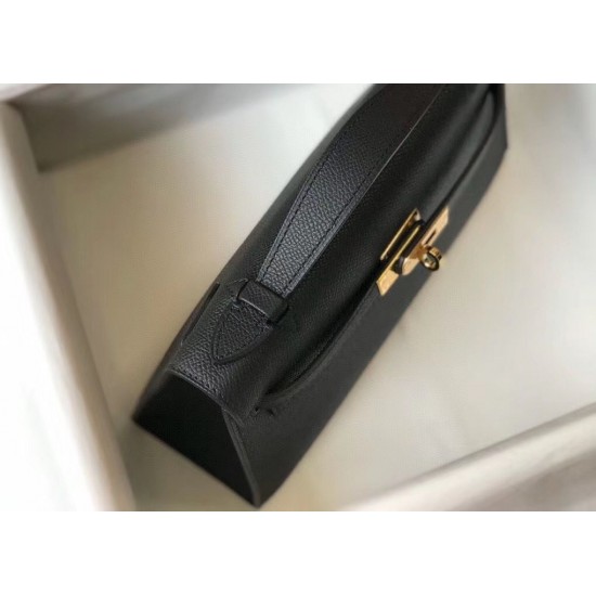 Hermes Kelly Pochette Bag In Black Epsom Leather