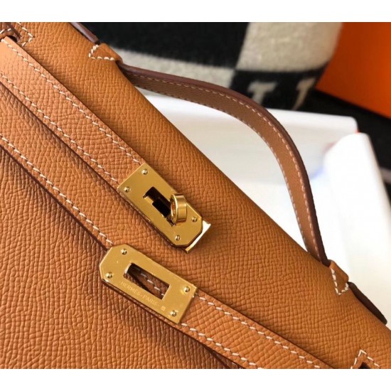 Hermes Kelly Pochette Bag In Gold Epsom Leather