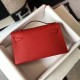 Hermes Kelly Pochette Bag In Red Epsom Leather