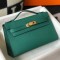 Hermes Kelly Pochette Bag In Vert Veronese Epsom Leather