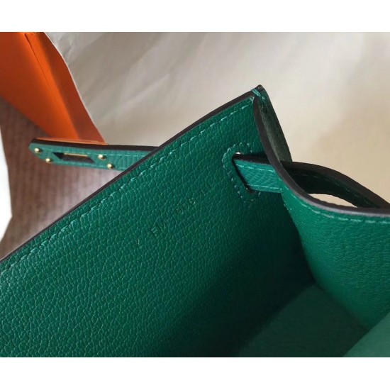 Hermes Kelly Pochette Bag In Vert Veronese Epsom Leather