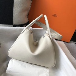 Hermes Lindy 26cm Bag In Beton Clemence Leather