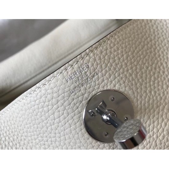 Hermes Lindy 26cm Bag In Beton Clemence Leather