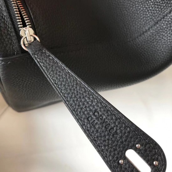 Hermes Lindy 26cm Bag In Black Clemence Leather