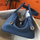 Hermes Lindy 26cm Bag In Blue Agate Clemence Leather