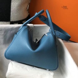 Hermes Lindy 26cm Bag In Blue Jean Clemence