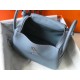 Hermes Lindy 26cm Bag In Blue Lin Clemence Leather