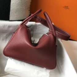 Hermes Lindy 26cm Bag In Bordeaux Clemence Leather