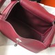 Hermes Lindy 26cm Bag In Bordeaux Clemence Leather