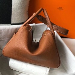 Hermes Lindy 26cm Bag In Gold Clemence Leather