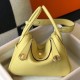 Hermes Lindy 26cm Bag In Beton Jaune Poussin Clemence Leather