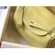 Hermes Lindy 26cm Bag In Beton Jaune Poussin Clemence Leather