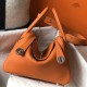 Hermes Lindy 26cm Bag In Orange Clemence Leather