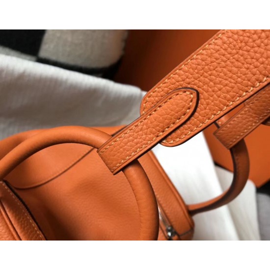 Hermes Lindy 26cm Bag In Orange Clemence Leather