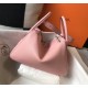 Hermes Lindy 26cm Bag In Pink Clemence Leather