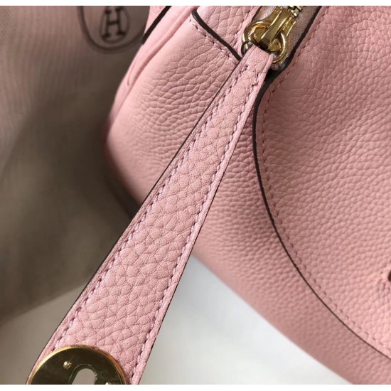 Hermes Lindy 26cm Bag In Pink Clemence Leather