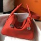 Hermes Lindy 26cm Bag In Red Clemence Leather