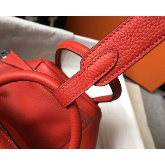 Hermes Lindy 26cm Bag In Red Clemence Leather