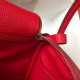 Hermes Lindy 26cm Bag In Red Clemence Leather