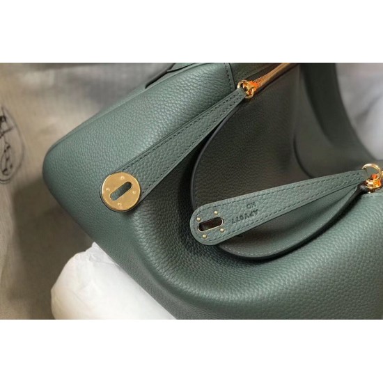 Hermes Lindy 26cm Bag In Vert Amande Clemence Leather