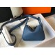 Hermes Mini Lindy Bag In Blue Agate Clemence Leather