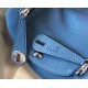 Hermes Mini Lindy Bag In Blue Agate Clemence Leather