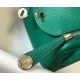 Hermes Mini Lindy Bag In Green Clemence Leather