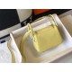 Hermes Mini Lindy Bag In Jaune Poussin Clemence Leather