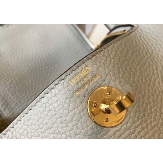 Hermes Mini Lindy Bag In Pearl Grey Clemence Leather