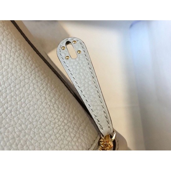 Hermes Mini Lindy Bag In Pearl Grey Clemence Leather