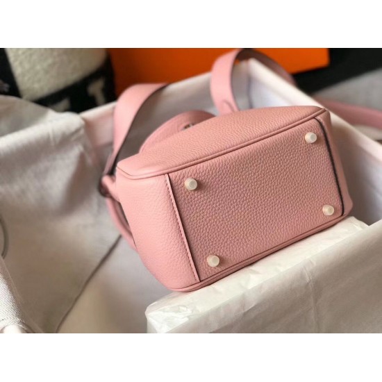 Hermes Mini Lindy Bag In Pink Clemence Leather