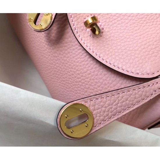 Hermes Mini Lindy Bag In Pink Clemence Leather