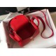 Hermes Mini Lindy Bag In Red Clemence Leather