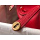 Hermes Mini Lindy Bag In Red Clemence Leather