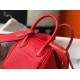 Hermes Mini Lindy Bag In Red Clemence Leather