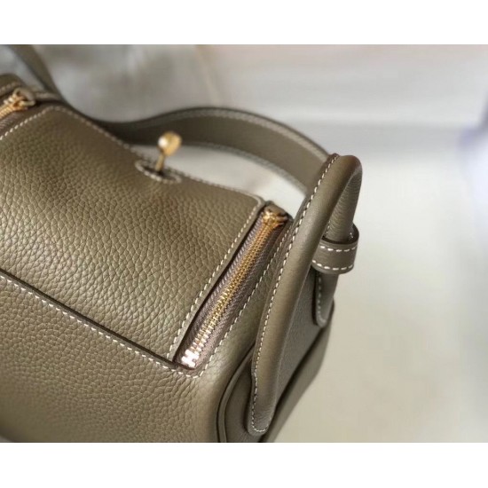 Hermes Mini Lindy Bag In Taupe Clemence Leather